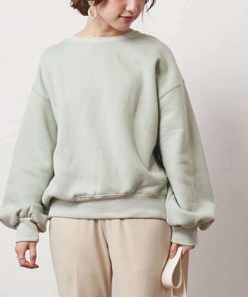 natural couture(ナチュラルクチュール)の「シンプルクルーネック裏起毛裏毛プルオーバー(スウェット・レディース・ベージュ/アイボリー/ミント/スミクロ・FREE)」の16枚目の写真