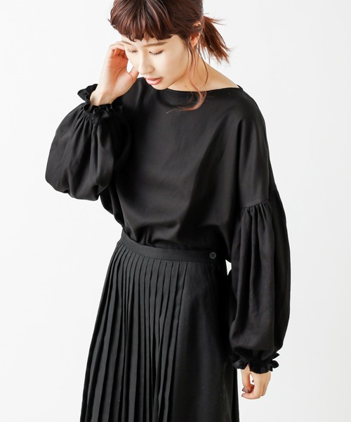 PUAL CE CIN（ピュアルセシン）の「【Kanocoさん着用】ボリューム袖プルオーバーブラウス（シャツ/ブラウス・レディース・ブラック/オフホワイト・FREE）」の5枚目の写真