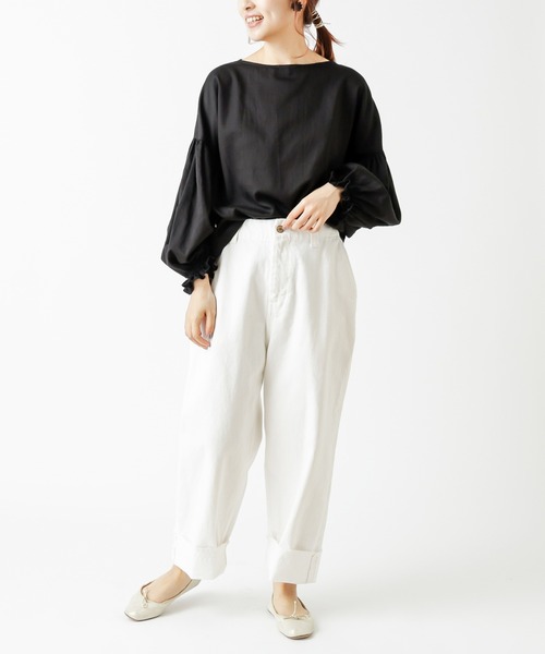 PUAL CE CIN（ピュアルセシン）の「【Kanocoさん着用】ボリューム袖プルオーバーブラウス（シャツ/ブラウス・レディース・ブラック/オフホワイト・FREE）」の3枚目の写真