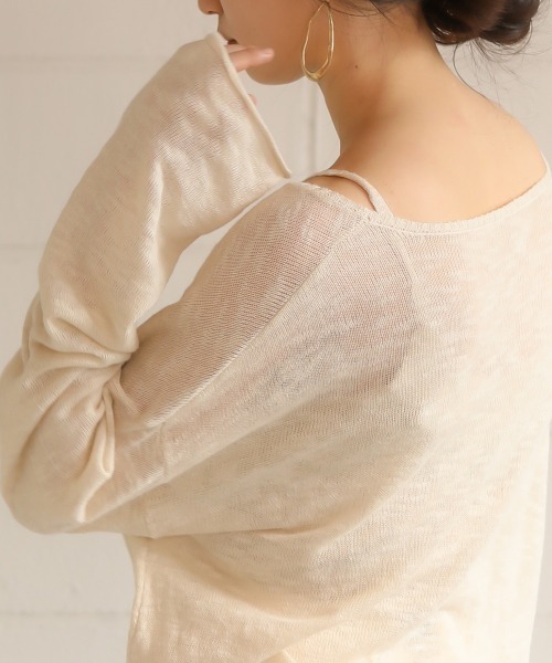 Bab（バブ）の「【WEB限定】◆シースルー◆ニットキャミSETルーズサマーニットトップス/シンプルシアーニットアンサンブル（ニット/セーター・レディース・ブラック/ベージュ/オフホワイト・FREE）」の6枚目の写真