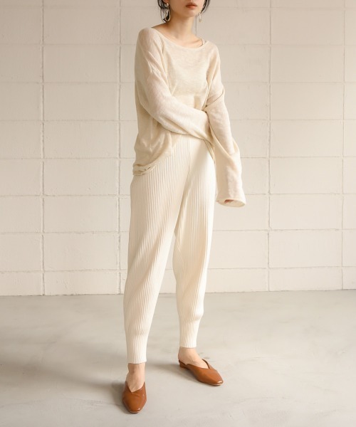 Bab（バブ）の「【WEB限定】◆シースルー◆ニットキャミSETルーズサマーニットトップス/シンプルシアーニットアンサンブル（ニット/セーター・レディース・ブラック/ベージュ/オフホワイト・FREE）」の8枚目の写真