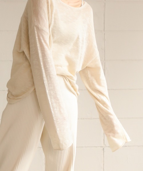 Bab（バブ）の「【WEB限定】◆シースルー◆ニットキャミSETルーズサマーニットトップス/シンプルシアーニットアンサンブル（ニット/セーター・レディース・ブラック/ベージュ/オフホワイト・FREE）」の9枚目の写真