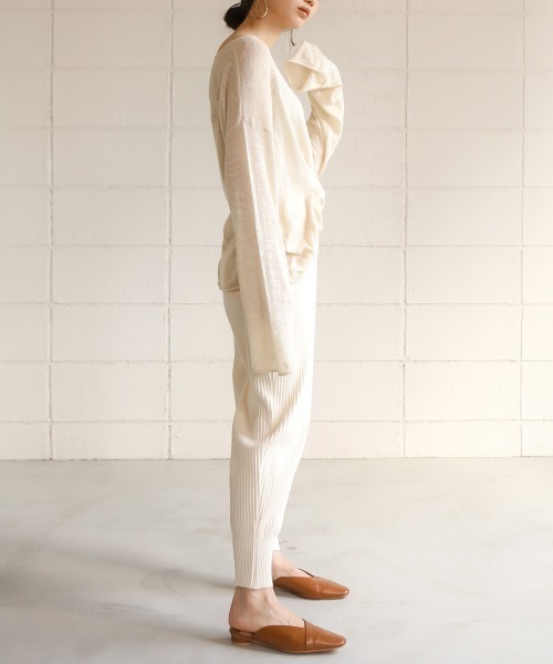 Bab（バブ）の「【WEB限定】◆シースルー◆ニットキャミSETルーズサマーニットトップス/シンプルシアーニットアンサンブル（ニット/セーター・レディース・ブラック/ベージュ/オフホワイト・FREE）」の11枚目の写真