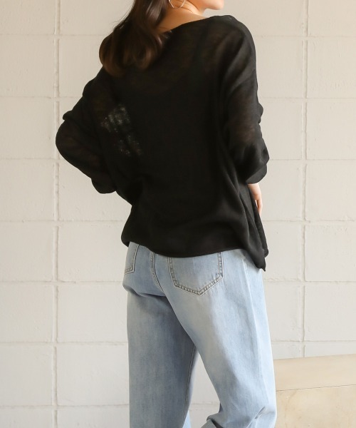 Bab（バブ）の「【WEB限定】◆シースルー◆ニットキャミSETルーズサマーニットトップス/シンプルシアーニットアンサンブル（ニット/セーター・レディース・ブラック/ベージュ/オフホワイト・FREE）」の13枚目の写真