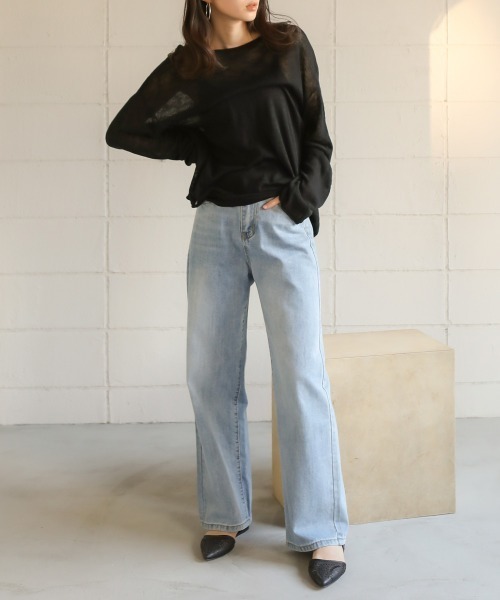 Bab（バブ）の「【WEB限定】◆シースルー◆ニットキャミSETルーズサマーニットトップス/シンプルシアーニットアンサンブル（ニット/セーター・レディース・ブラック/ベージュ/オフホワイト・FREE）」の14枚目の写真