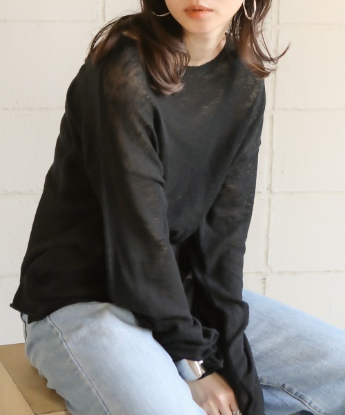 Bab（バブ）の「【WEB限定】◆シースルー◆ニットキャミSETルーズサマーニットトップス/シンプルシアーニットアンサンブル（ニット/セーター・レディース・ブラック/ベージュ/オフホワイト・FREE）」の15枚目の写真