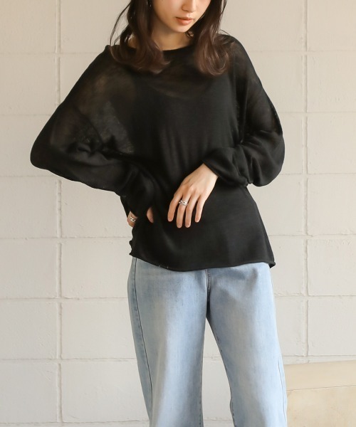 Bab（バブ）の「【WEB限定】◆シースルー◆ニットキャミSETルーズサマーニットトップス/シンプルシアーニットアンサンブル（ニット/セーター・レディース・ブラック/ベージュ/オフホワイト・FREE）」の16枚目の写真