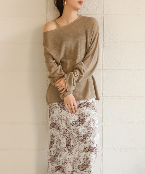 Bab（バブ）の「【WEB限定】◆シースルー◆ニットキャミSETルーズサマーニットトップス/シンプルシアーニットアンサンブル（ニット/セーター・レディース・ブラック/ベージュ/オフホワイト・FREE）」の19枚目の写真