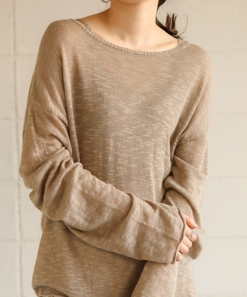 Bab（バブ）の「【WEB限定】◆シースルー◆ニットキャミSETルーズサマーニットトップス/シンプルシアーニットアンサンブル（ニット/セーター・レディース・ブラック/ベージュ/オフホワイト・FREE）」の22枚目の写真