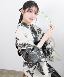 1人で簡単着付け 浴衣 レディース 6点セット( 浴衣 + 帯 + 下駄 + 肌着