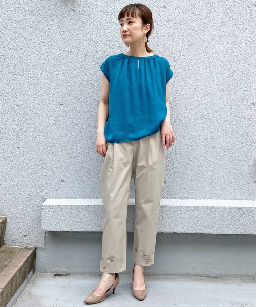 PICCIN(ピッチン)の「フレンチスリーブブラウス(シャツ/ブラウス・レディース・グリーン/グレイッシュベージュ/オフホワイト・M)」の13枚目の写真