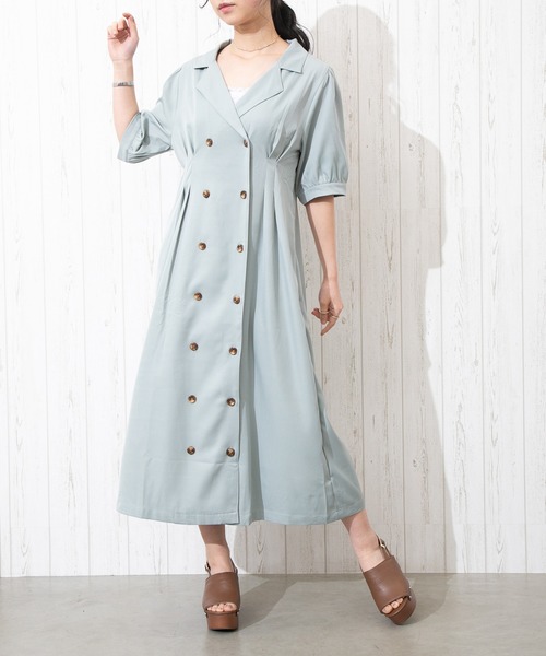 SpRay(スプレイ)の「【WEB限定】ブレストWワンピース(ワンピース・レディース・ライトブルー/ブラック/ライトグリーン/ピンク系その他・FREE)」の1枚目の写真