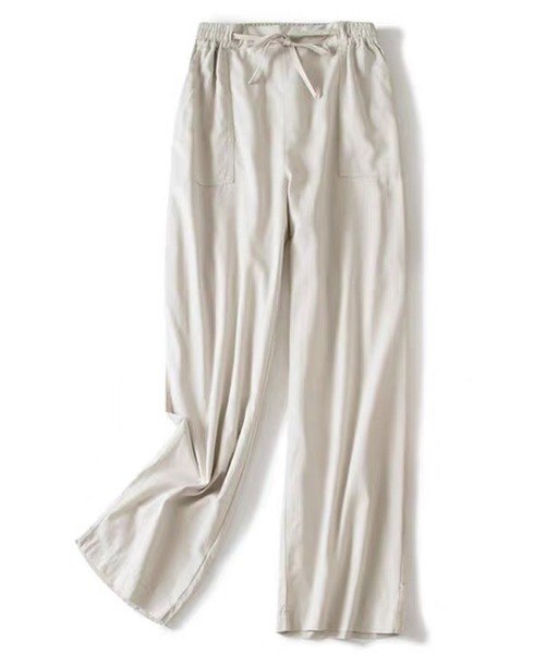 SMILE ORCHID（スマイルオーキッド）の「リネン混リラックスワイドパンツ（その他パンツ・レディース・ホワイト/モカ/ナチュラル/ピンク/グリーン・M/L）」の4枚目の写真