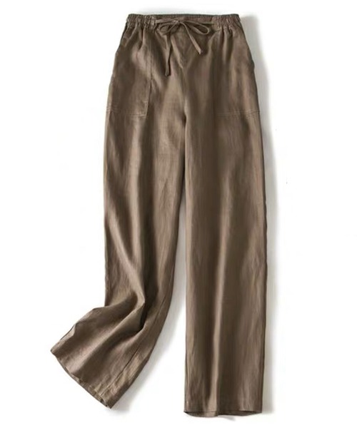 SMILE ORCHID（スマイルオーキッド）の「リネン混リラックスワイドパンツ（その他パンツ・レディース・ホワイト/モカ/ナチュラル/ピンク/グリーン・M/L）」の6枚目の写真