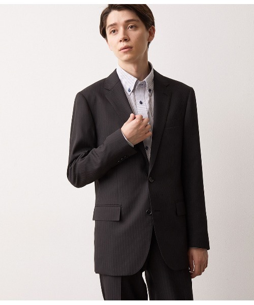 JUNRED（ジュンレッド）の「【スーツ】４ＷＡＹストレッチストライプジャケット（テーラードジャケット・メンズ・ブラック・LL/S/M/L）」の4枚目の写真