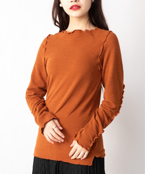 Mysa&Liina（ミーサリーナ）の「変形メローとろみトップス（Tシャツ/カットソー・レディース・ブラック/アイボリー/オレンジ・M）」の3枚目の写真