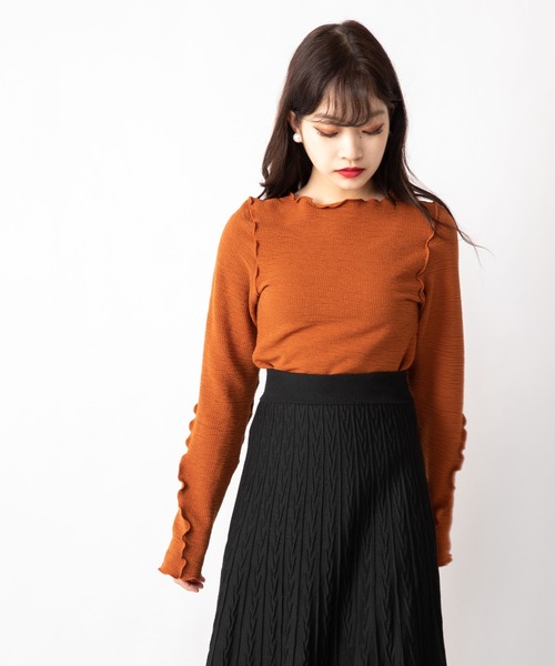 Mysa&Liina（ミーサリーナ）の「変形メローとろみトップス（Tシャツ/カットソー・レディース・ブラック/アイボリー/オレンジ・M）」の4枚目の写真