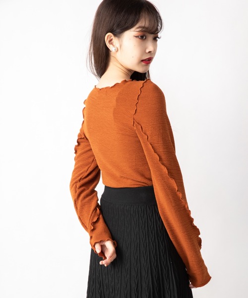 Mysa&Liina（ミーサリーナ）の「変形メローとろみトップス（Tシャツ/カットソー・レディース・ブラック/アイボリー/オレンジ・M）」の6枚目の写真