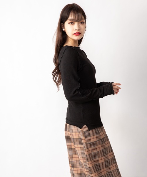 Mysa&Liina（ミーサリーナ）の「変形メローとろみトップス（Tシャツ/カットソー・レディース・ブラック/アイボリー/オレンジ・M）」の13枚目の写真