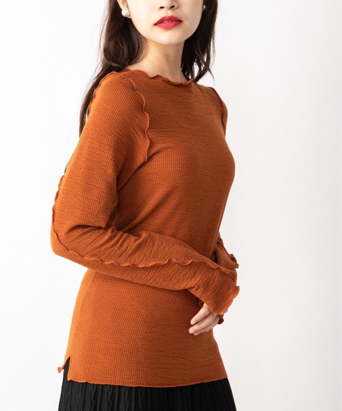 Mysa&Liina（ミーサリーナ）の「変形メローとろみトップス（Tシャツ/カットソー・レディース・ブラック/アイボリー/オレンジ・M）」の10枚目の写真