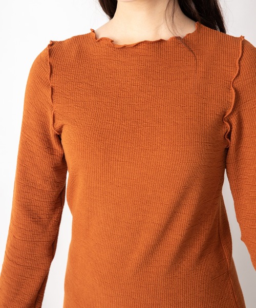 Mysa&Liina（ミーサリーナ）の「変形メローとろみトップス（Tシャツ/カットソー・レディース・ブラック/アイボリー/オレンジ・M）」の8枚目の写真