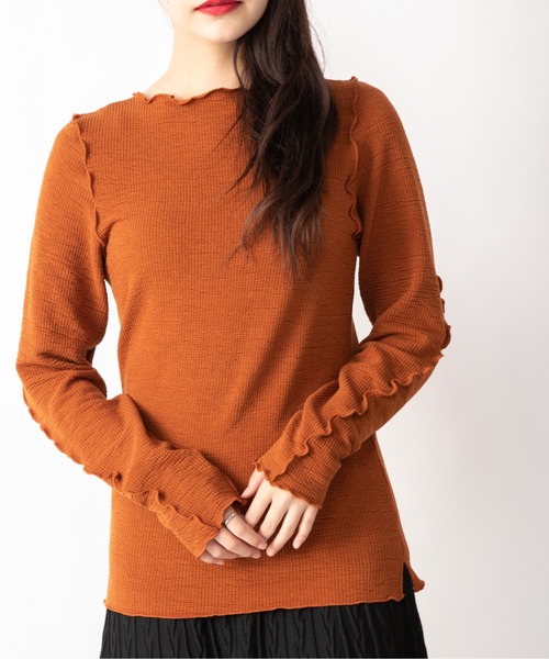 Mysa&Liina（ミーサリーナ）の「変形メローとろみトップス（Tシャツ/カットソー・レディース・ブラック/アイボリー/オレンジ・M）」の14枚目の写真