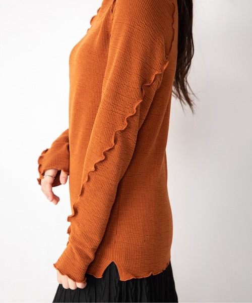 Mysa&Liina（ミーサリーナ）の「変形メローとろみトップス（Tシャツ/カットソー・レディース・ブラック/アイボリー/オレンジ・M）」の12枚目の写真