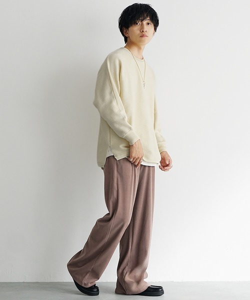 MinoriTY（マイノリティ）の「【MinoriTY】もちもち素材ワイドシルエットイージーパンツ ワイドパンツ 無地 メンズ（スウェットパンツ・メンズ・ブラウン/モカ/ブラック/グレー/ブラウン系1/ブルー系1/ブラック系1・L/M/S）」の12枚目の写真