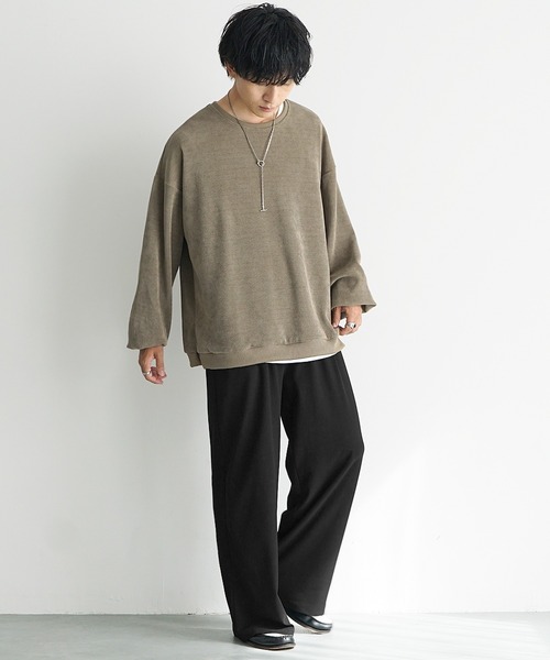 MinoriTY（マイノリティ）の「【MinoriTY】もちもち素材ワイドシルエットイージーパンツ ワイドパンツ 無地 メンズ（スウェットパンツ・メンズ・ブラウン/モカ/ブラック/グレー/ブラウン系1/ブルー系1/ブラック系1・L/M/S）」の16枚目の写真