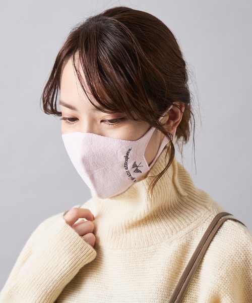 PUAL CE CIN(ピュアルセシン)の「JAPAN MADEシームレス和紙マスク刺繍ver(マスク・レディース・オフホワイト/グレー/ベージュ/パープル・FREE)」の6枚目の写真