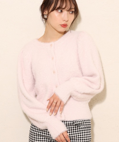 one after another NICE CLAUP（ワンアフターアナザーナイスクラップ）の「カラ―フェザーカーディガン（ニット/セーター・レディース・アイボリー/ブラック/ブルーグレー/ブラウン/グリーン/ピンク/オレンジ/ラベンダー・FREE）」の7枚目の写真