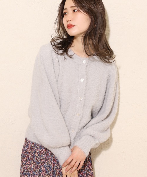 one after another NICE CLAUP（ワンアフターアナザーナイスクラップ）の「カラ―フェザーカーディガン（ニット/セーター・レディース・アイボリー/ブラック/ブルーグレー/ブラウン/グリーン/ピンク/オレンジ/ラベンダー・FREE）」の3枚目の写真