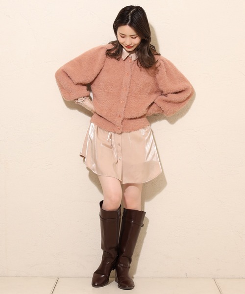 one after another NICE CLAUP（ワンアフターアナザーナイスクラップ）の「カラ―フェザーカーディガン（ニット/セーター・レディース・アイボリー/ブラック/ブルーグレー/ブラウン/グリーン/ピンク/オレンジ/ラベンダー・FREE）」の16枚目の写真