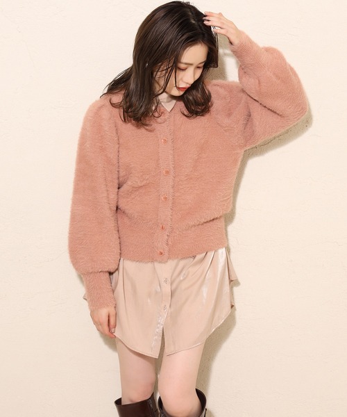 one after another NICE CLAUP（ワンアフターアナザーナイスクラップ）の「カラ―フェザーカーディガン（ニット/セーター・レディース・アイボリー/ブラック/ブルーグレー/ブラウン/グリーン/ピンク/オレンジ/ラベンダー・FREE）」の14枚目の写真