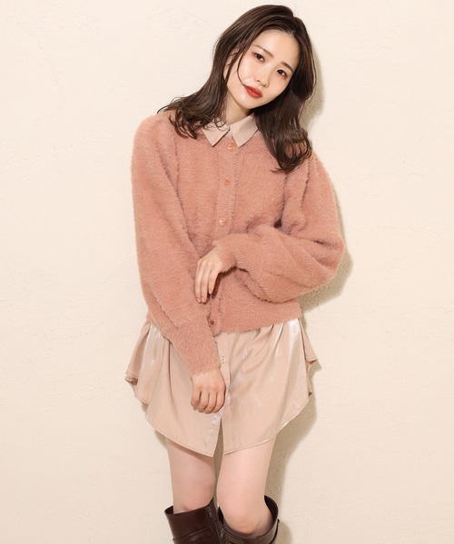 one after another NICE CLAUP（ワンアフターアナザーナイスクラップ）の「カラ―フェザーカーディガン（ニット/セーター・レディース・アイボリー/ブラック/ブルーグレー/ブラウン/グリーン/ピンク/オレンジ/ラベンダー・FREE）」の15枚目の写真