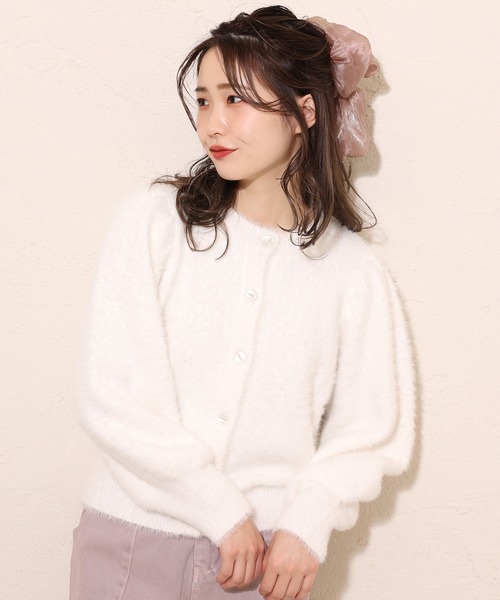 one after another NICE CLAUP（ワンアフターアナザーナイスクラップ）の「カラ―フェザーカーディガン（ニット/セーター・レディース・アイボリー/ブラック/ブルーグレー/ブラウン/グリーン/ピンク/オレンジ/ラベンダー・FREE）」の22枚目の写真