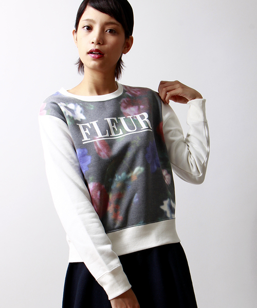 WEGO(ウィゴー)の「WEGO/フラワースウェット(スウェット・レディース・オフホワイト/ホワイト系その他/ブラック/杢グレー・FREE)」の1枚目の写真