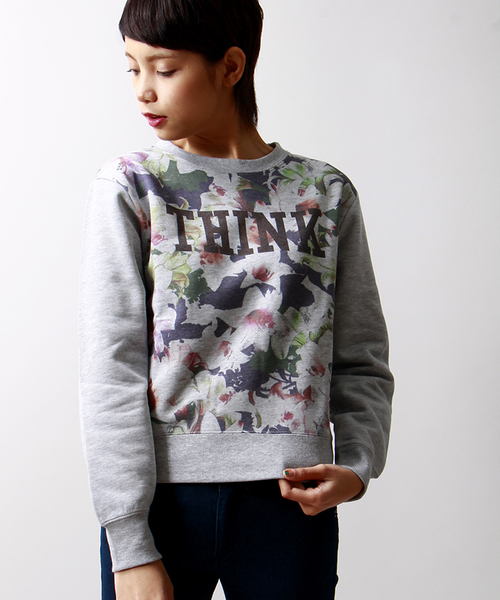 WEGO(ウィゴー)の「WEGO/フラワースウェット(スウェット・レディース・オフホワイト/ホワイト系その他/ブラック/杢グレー・FREE)」の4枚目の写真