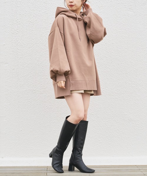 Chico（チコ）の「ダンボールフードパーカー（パーカー・レディース・ブラック/モカ/ベージュ/ライトベージュ・FREE）」の9枚目の写真