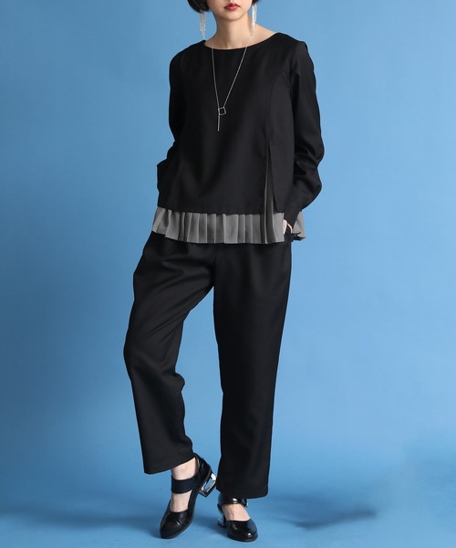 kOhAKU（コハク）の「シフォンプリーツ切替セットアップ【セットアップ2点セット】（パンツドレス・レディース・ライトグレー/ブラック・2/1）」の22枚目の写真
