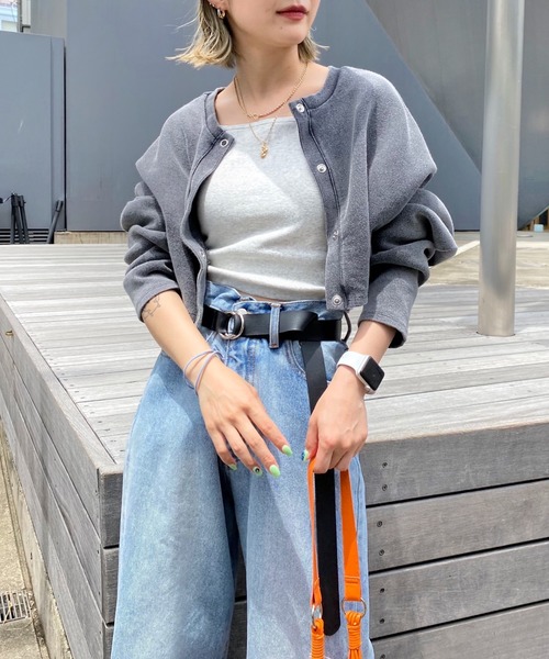 WHO'S WHO gallery（フーズフーギャラリー）の「リングドットコンパクトカーデ（カーディガン/ボレロ・レディース・チャコールグレー/ライトグレー/ベージュ系その他/パープル系その他・FREE）」の11枚目の写真