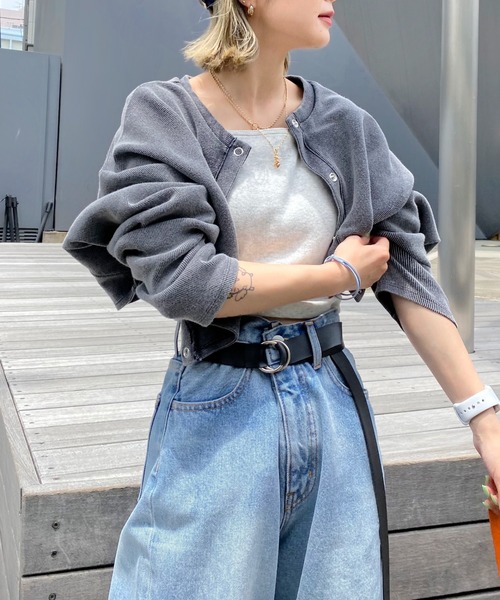 WHO'S WHO gallery（フーズフーギャラリー）の「リングドットコンパクトカーデ（カーディガン/ボレロ・レディース・チャコールグレー/ライトグレー/ベージュ系その他/パープル系その他・FREE）」の12枚目の写真