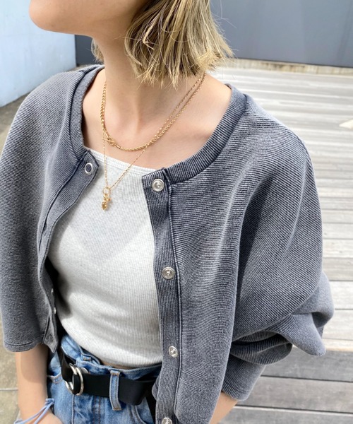 WHO'S WHO gallery（フーズフーギャラリー）の「リングドットコンパクトカーデ（カーディガン/ボレロ・レディース・チャコールグレー/ライトグレー/ベージュ系その他/パープル系その他・FREE）」の13枚目の写真