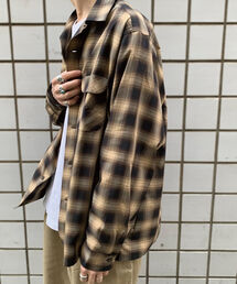 GLOSTER | オープンカラーチェックシャツ　開襟シャツ(シャツ/ブラウス)