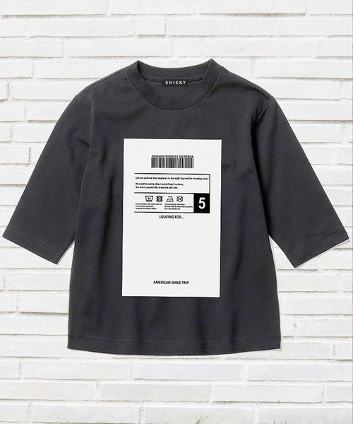 THE CASUAL(カジュアル)の「7分袖 プリント クルーネック Tシャツ カットソー キッズ(Tシャツ/カットソー・キッズ・ベージュ/ミント/チャコール/ホワイト系/杢グレー/ブラック系/モカ/オレンジ/オフホワイト/ブラック・120cm/160cm/140cm/110cm/130cm/150cm)」の5枚目の写真