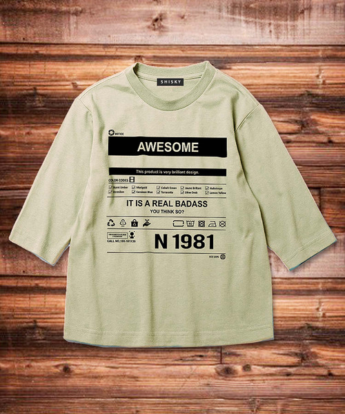THE CASUAL(カジュアル)の「7分袖 プリント クルーネック Tシャツ カットソー キッズ(Tシャツ/カットソー・キッズ・ベージュ/ミント/チャコール/ホワイト系/杢グレー/ブラック系/モカ/オレンジ/オフホワイト/ブラック・120cm/160cm/140cm/110cm/130cm/150cm)」の8枚目の写真