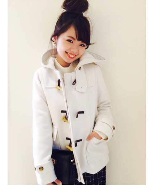 Kastane（カスタネ）の「【Kastane】ショートダッフルコート（ダッフルコート・レディース・ホワイト/チャコールグレー/ブラウン/ネイビー・MEDIUM/SMALL）」の14枚目の写真