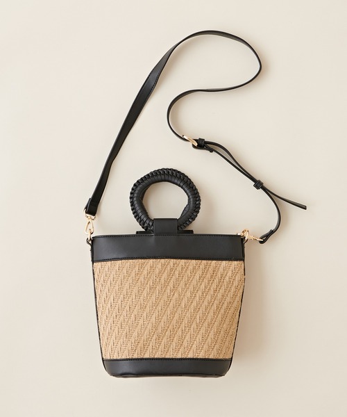 natural couture(ナチュラルクチュール)の「かがりハンドルバケツバッグ(ハンドバッグ・レディース・ブラック/ブラウン・FREE)」の14枚目の写真