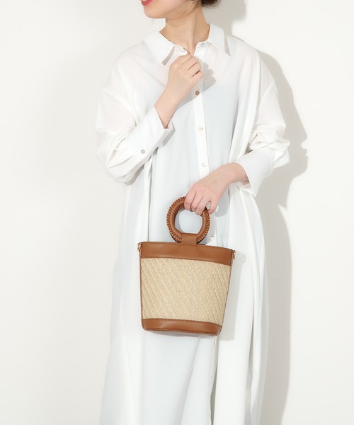 natural couture(ナチュラルクチュール)の「かがりハンドルバケツバッグ(ハンドバッグ・レディース・ブラック/ブラウン・FREE)」の21枚目の写真