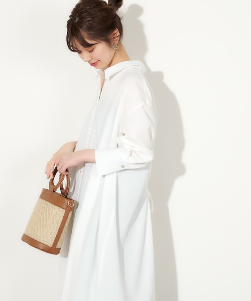 natural couture(ナチュラルクチュール)の「かがりハンドルバケツバッグ(ハンドバッグ・レディース・ブラック/ブラウン・FREE)」の16枚目の写真